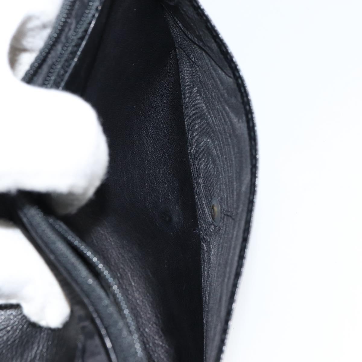 CHANEL COCO Mark Long Wallet Caviar Skin Black Gold CC Auth bs31461