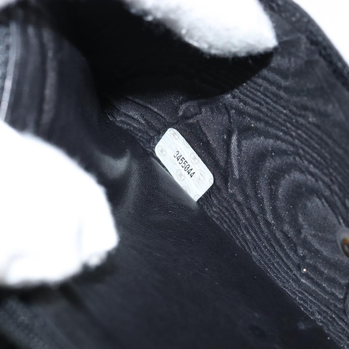 CHANEL COCO Mark Long Wallet Caviar Skin Black Gold CC Auth bs31461