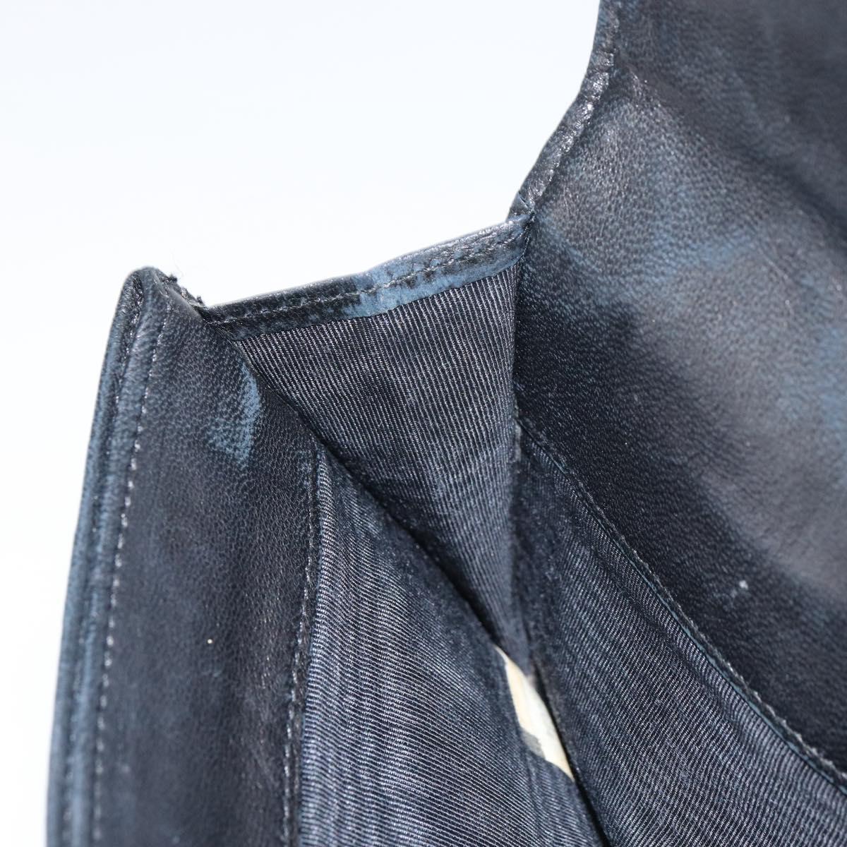 CHANEL Bicolore Long Wallet Lamb Skin Black Silver CC Auth bs31462