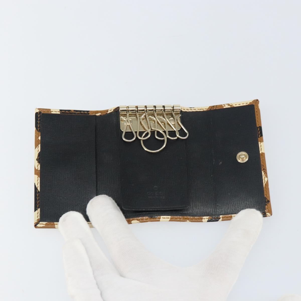 GUCCI Key Case Leather Brown Gold 354499 Auth bs31463