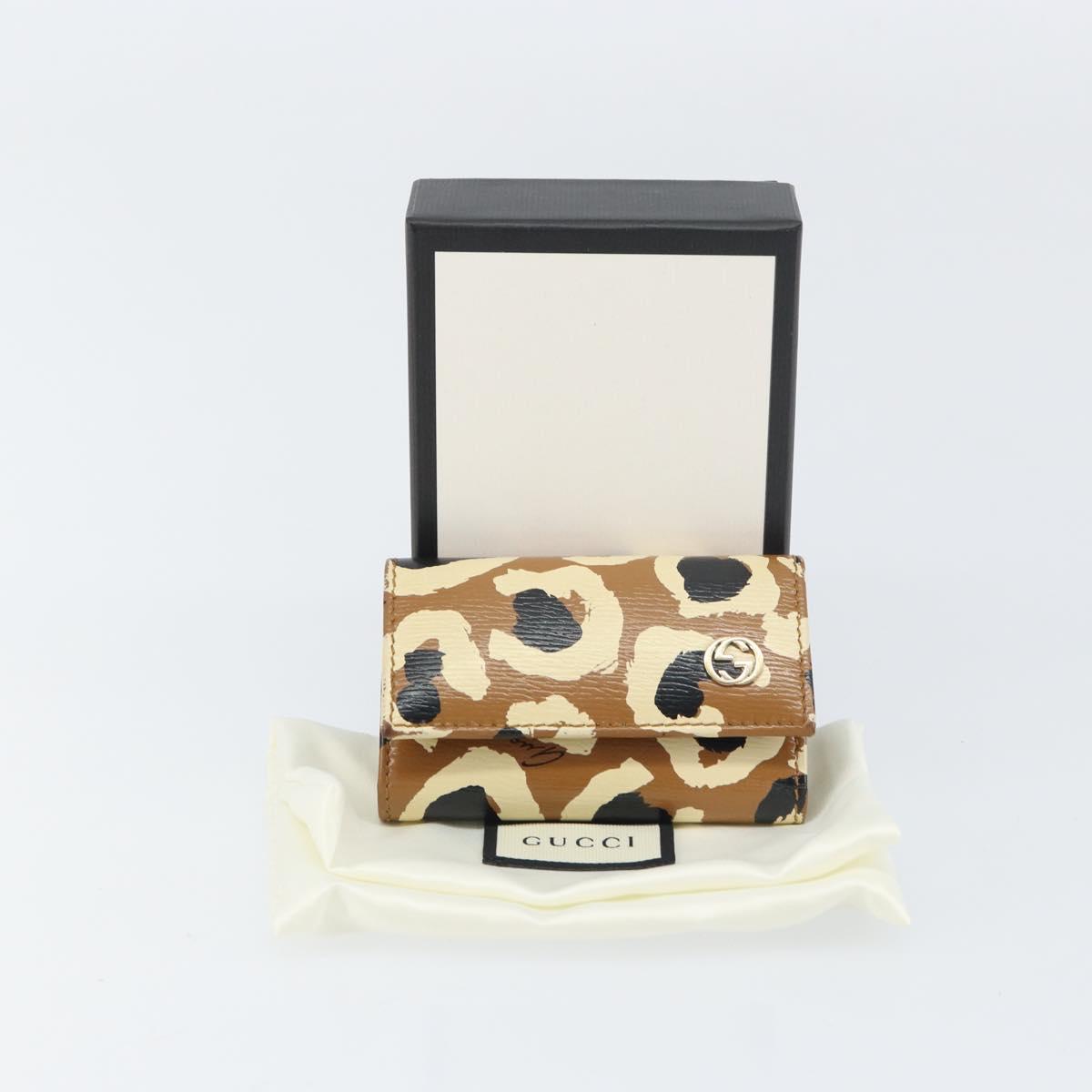 GUCCI Key Case Leather Brown Gold 354499 Auth bs31463