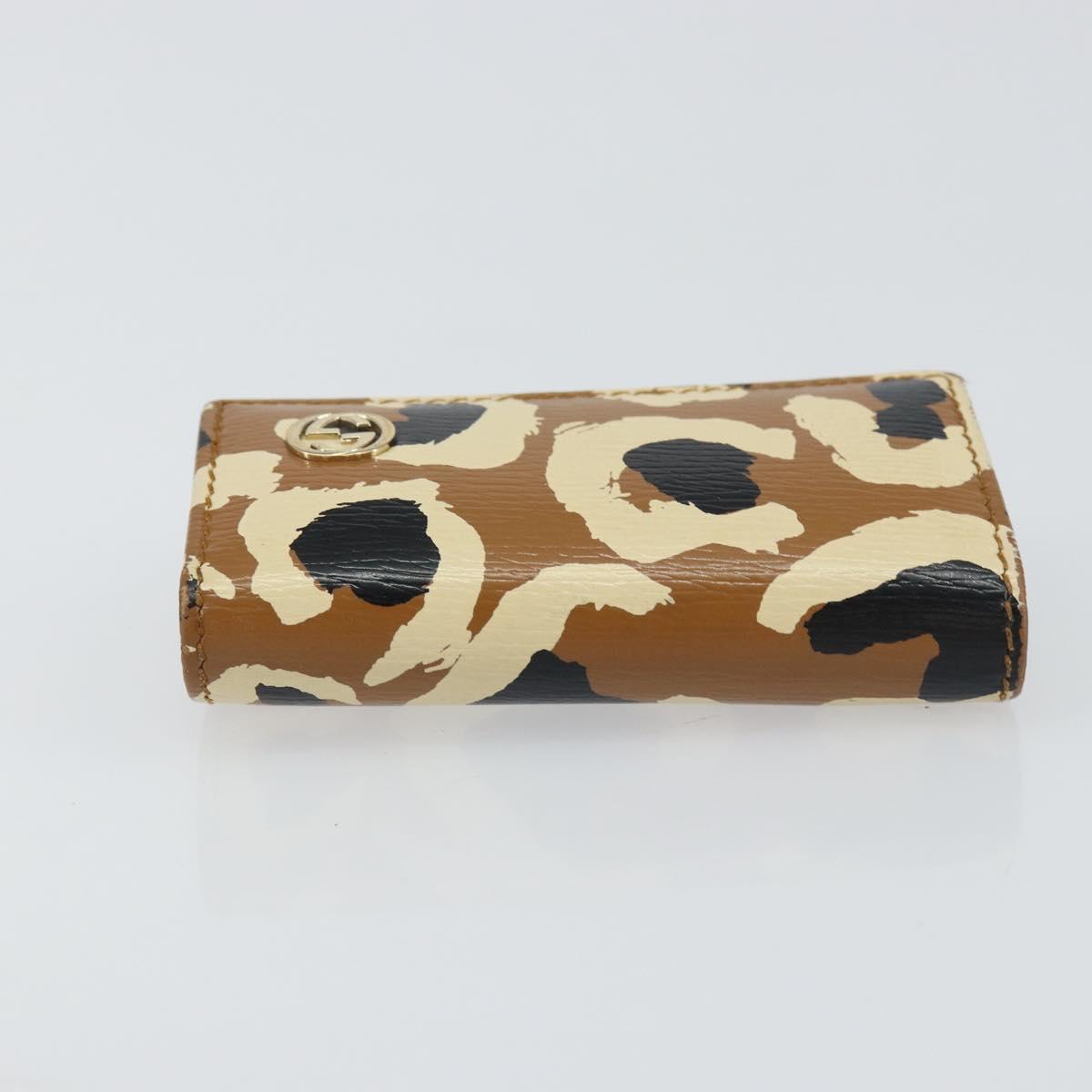 GUCCI Key Case Leather Brown Gold 354499 Auth bs31463