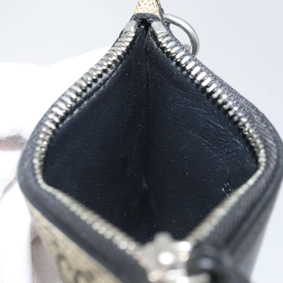 GUCCI GG Supreme Snake Coin Purse PVC Beige Silver Auth bs31464