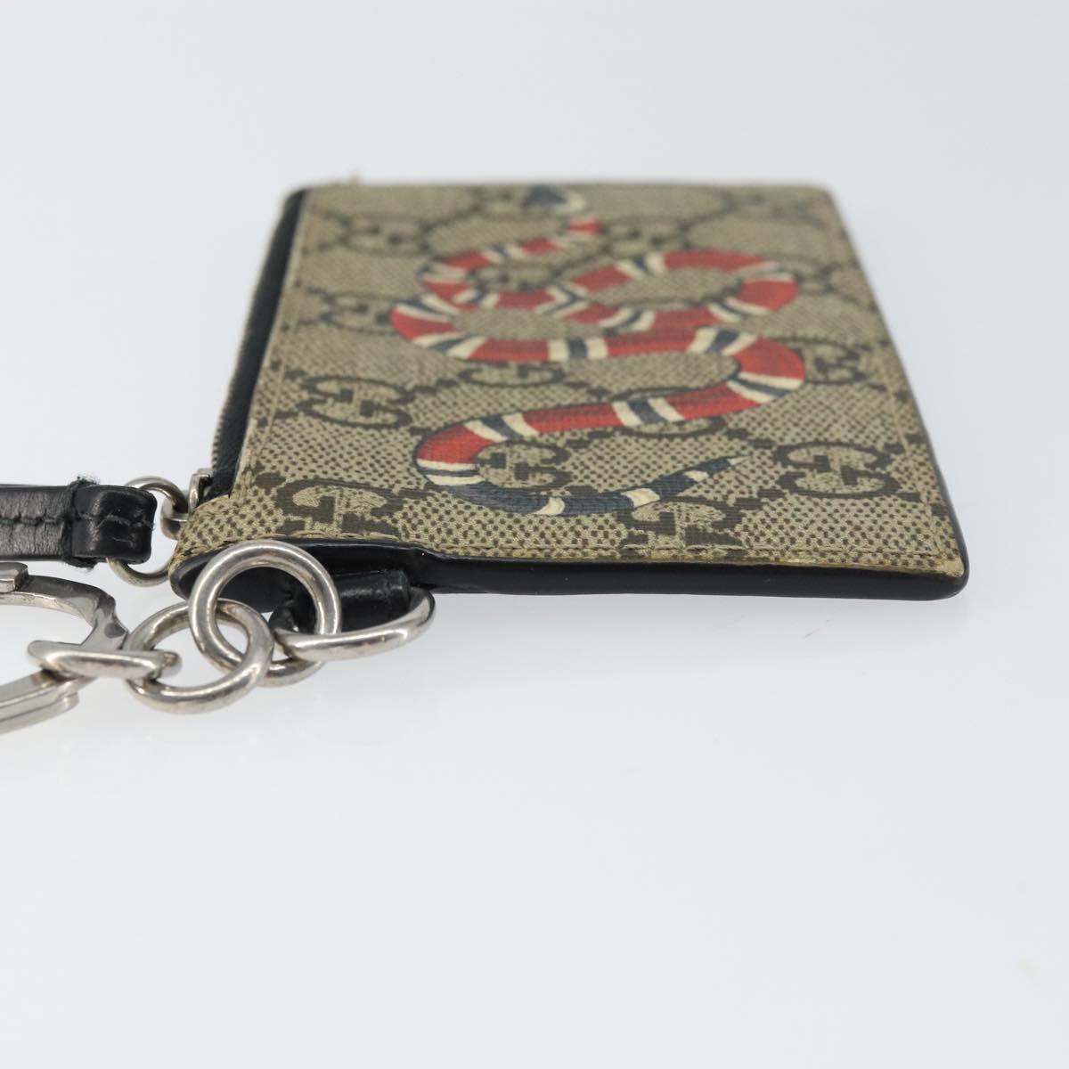 GUCCI GG Supreme Snake Coin Purse PVC Beige Silver Auth bs31464