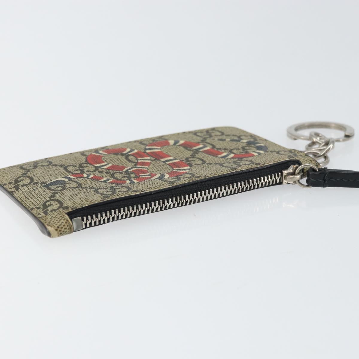 GUCCI GG Supreme Snake Coin Purse PVC Beige Silver Auth bs31464