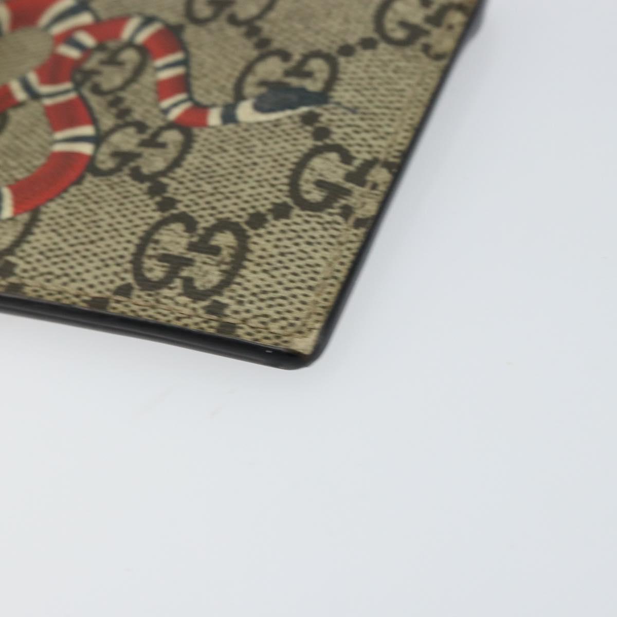 GUCCI GG Supreme Snake Coin Purse PVC Beige Silver Auth bs31464