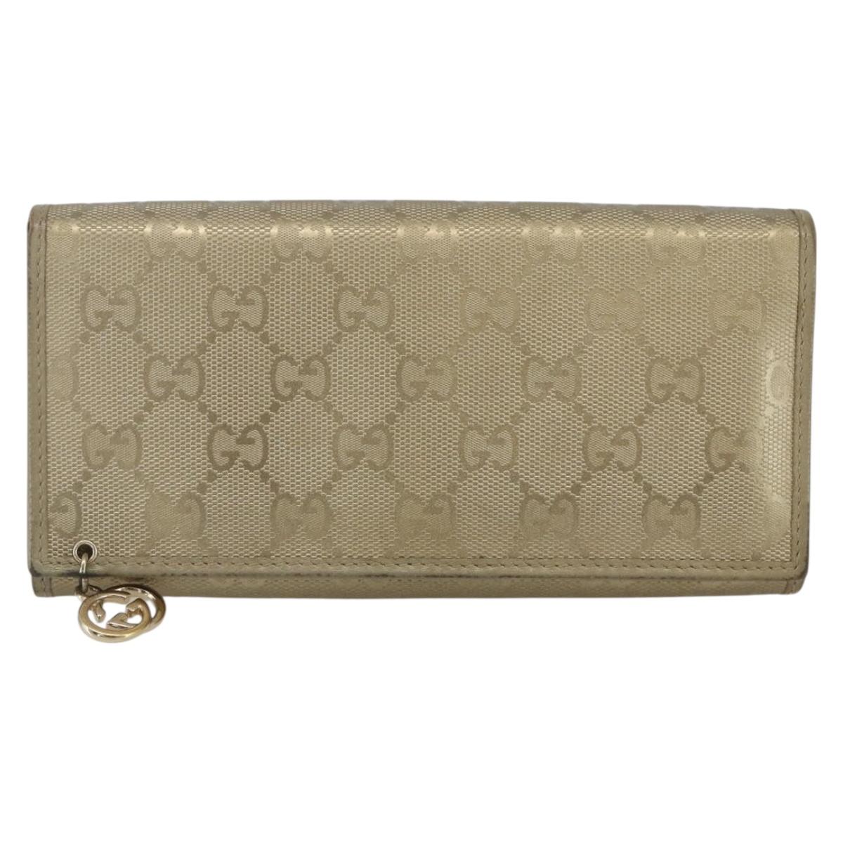 GUCCI GG implementation Long Wallet PVC Gold 224262 Auth bs31465