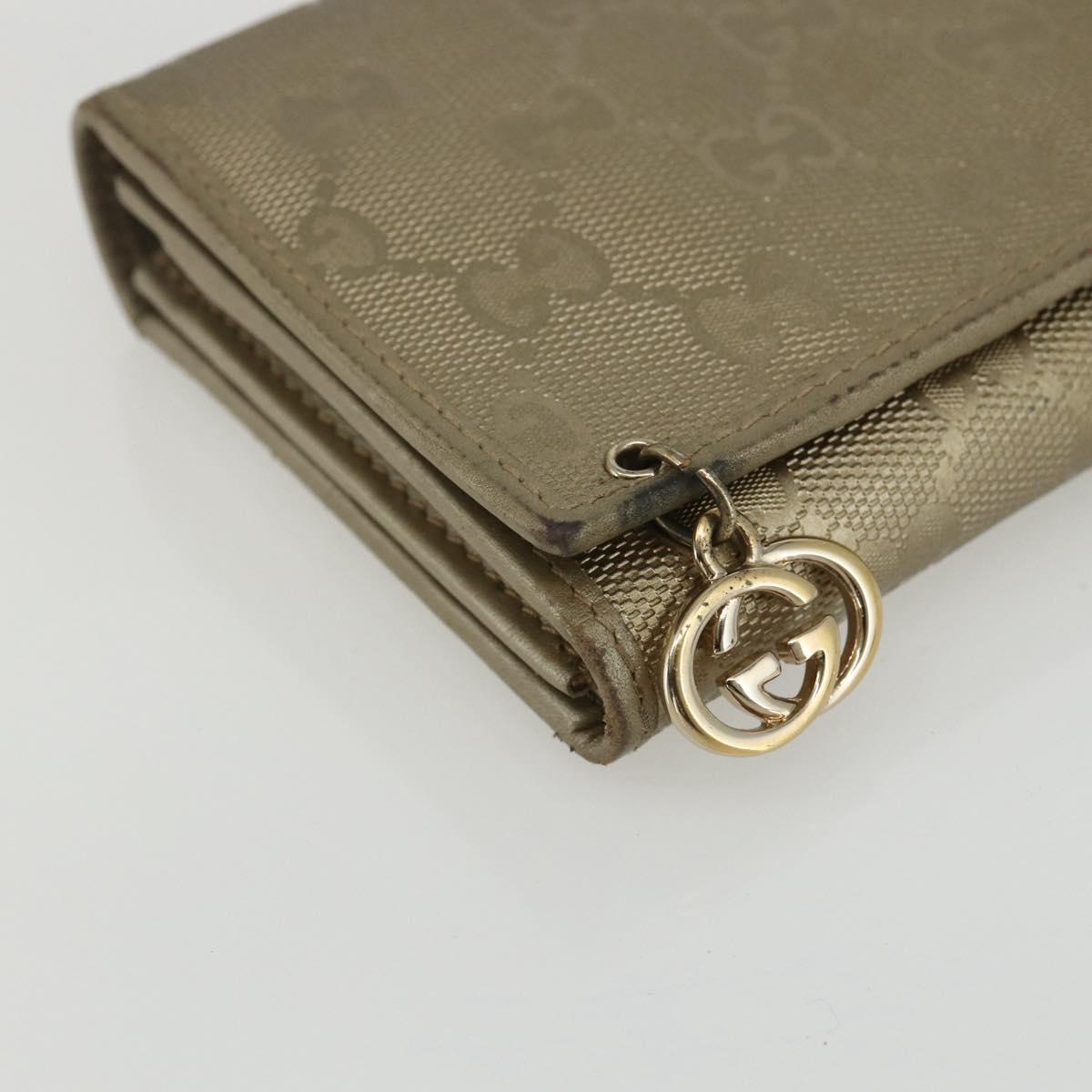GUCCI GG implementation Long Wallet PVC Gold 224262 Auth bs31465