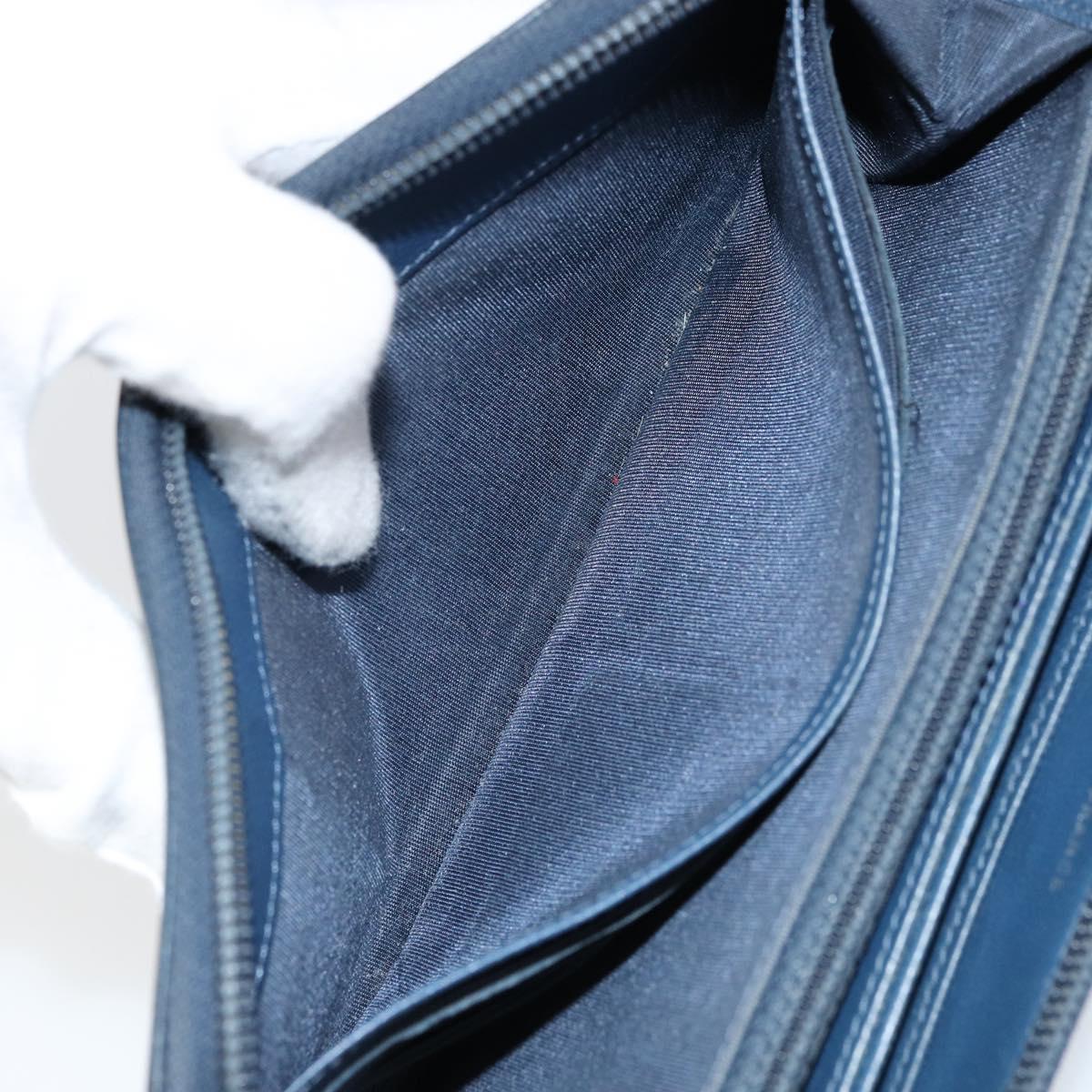 CHANEL Boy Chanel Long Wallet Lamb Skin Navy Silver CC Auth bs31466