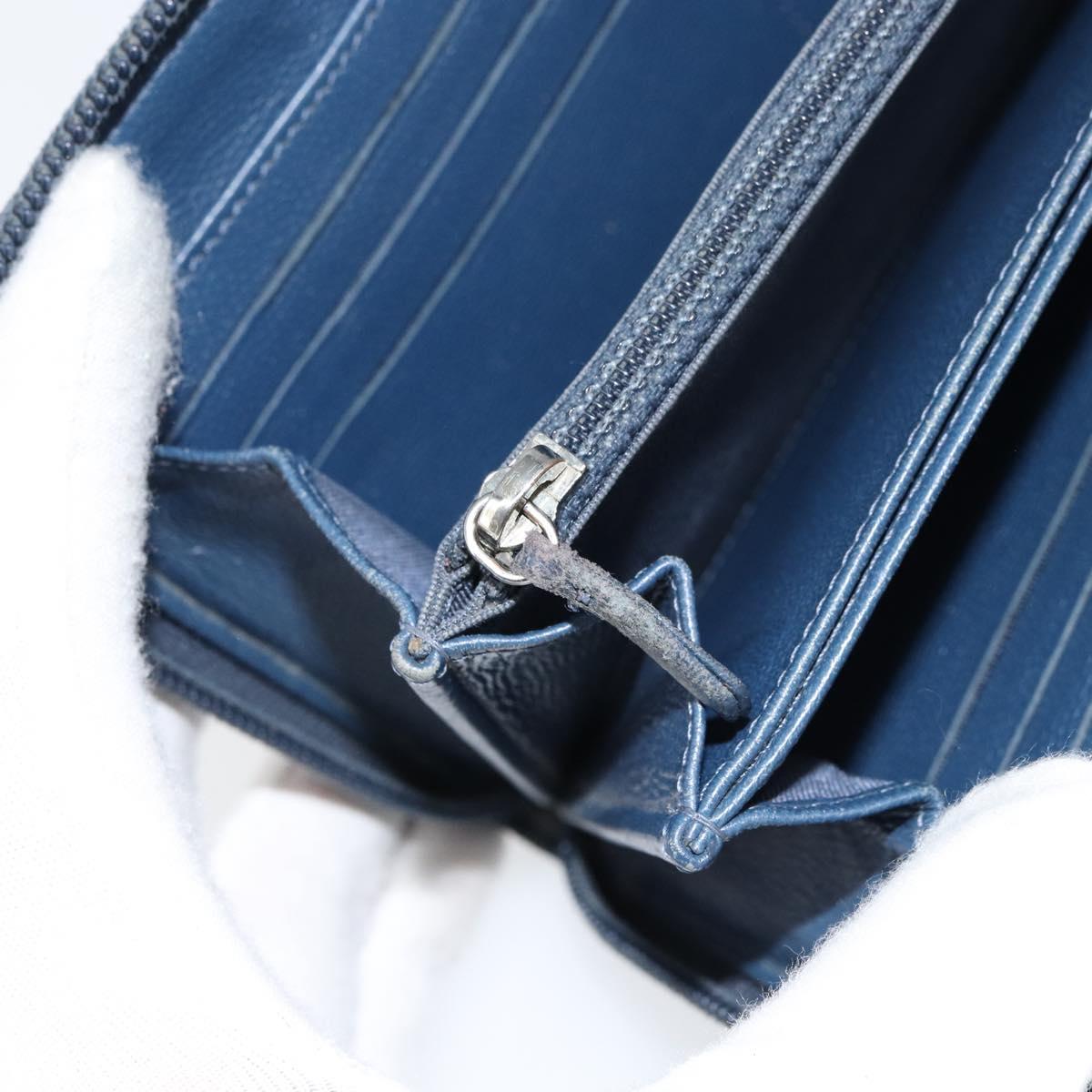 CHANEL Boy Chanel Long Wallet Lamb Skin Navy Silver CC Auth bs31466