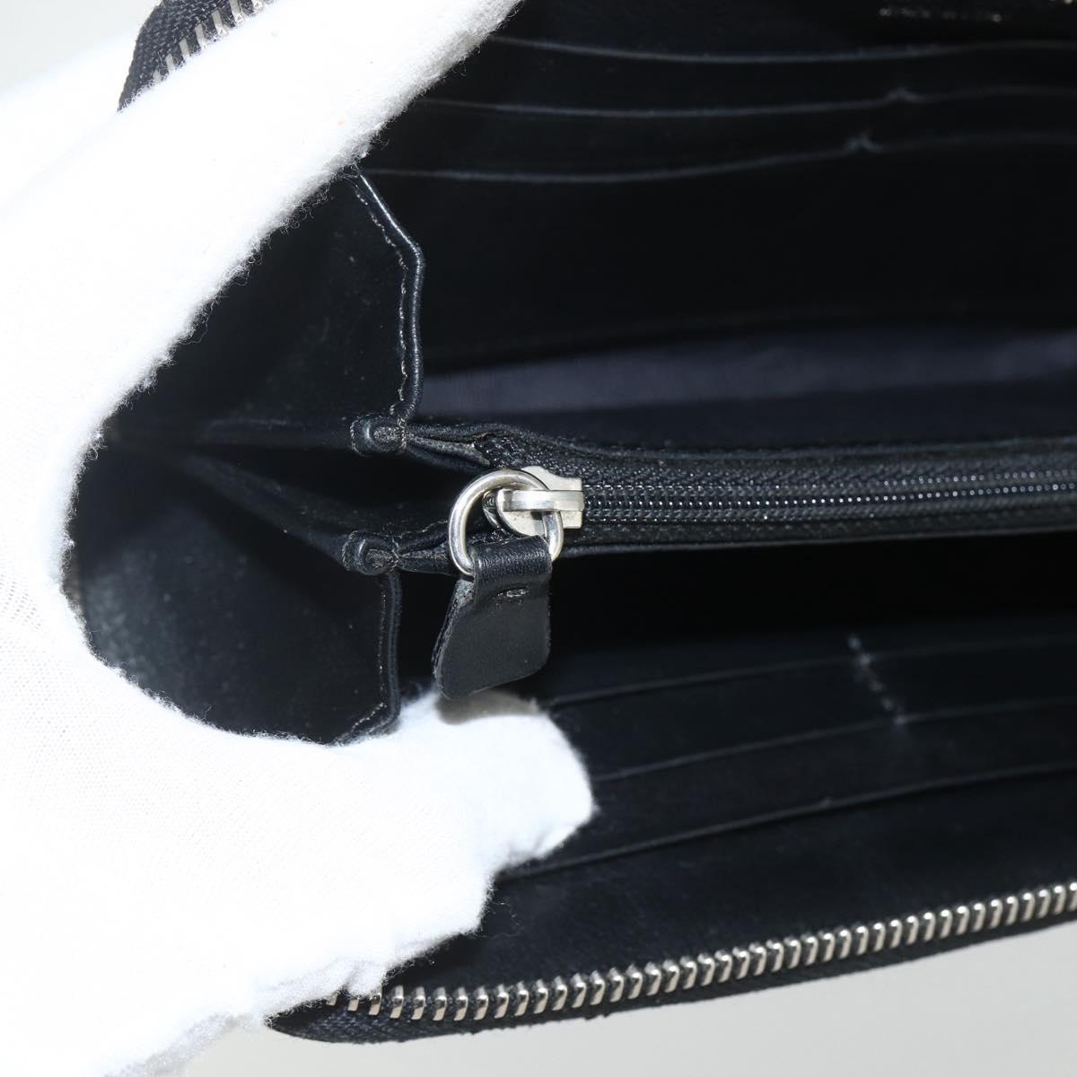 Jimmy Choo Studs Long Wallet Leather Black Silver Auth bs31467