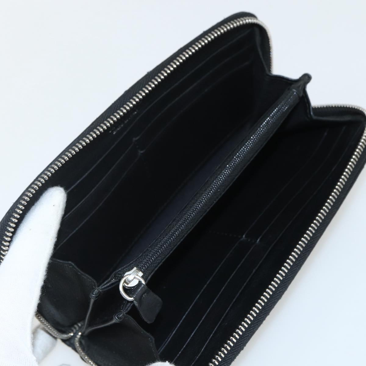 Jimmy Choo Studs Long Wallet Leather Black Silver Auth bs31467