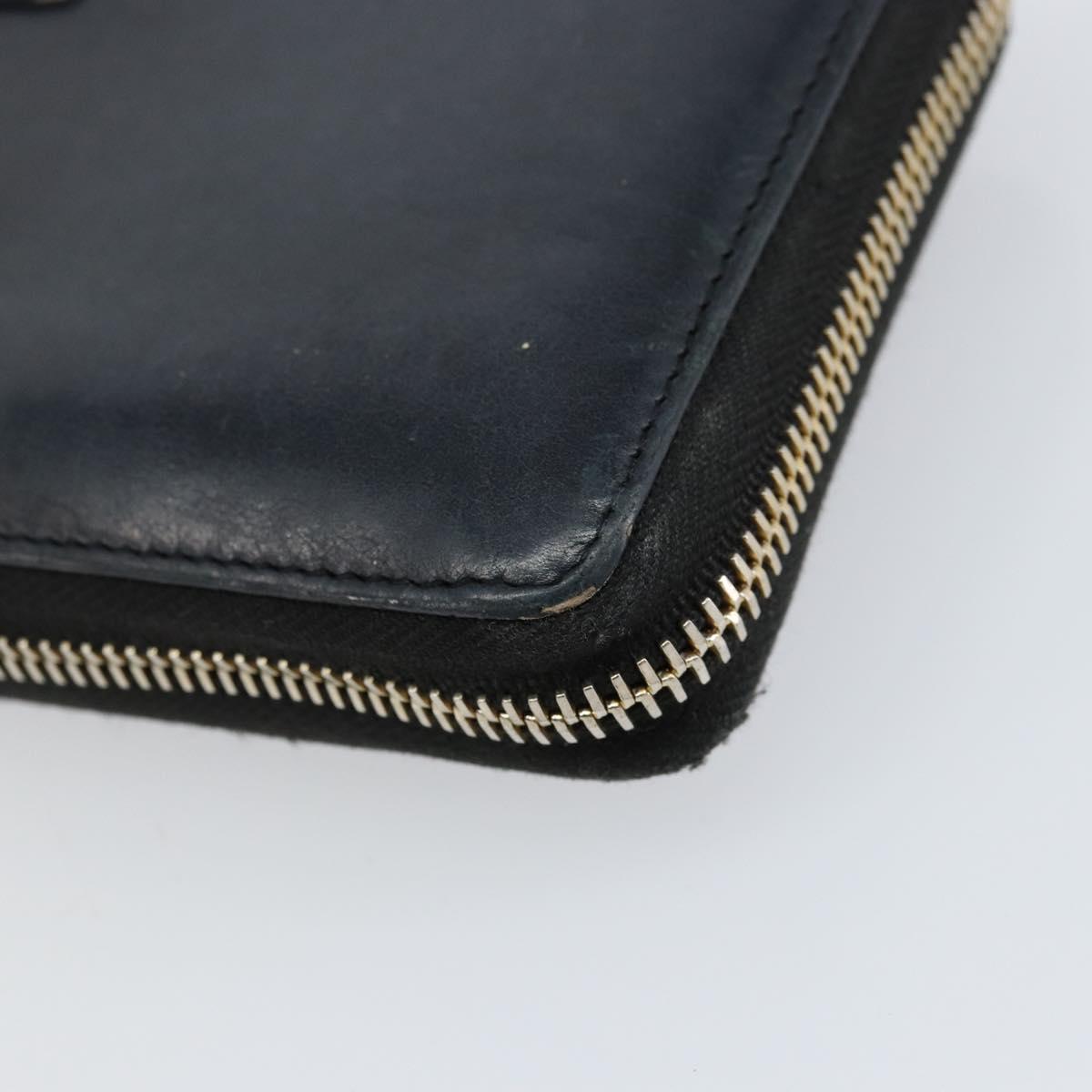 SAINT LAURENT Long Wallet Leather Black Gold Auth bs31468