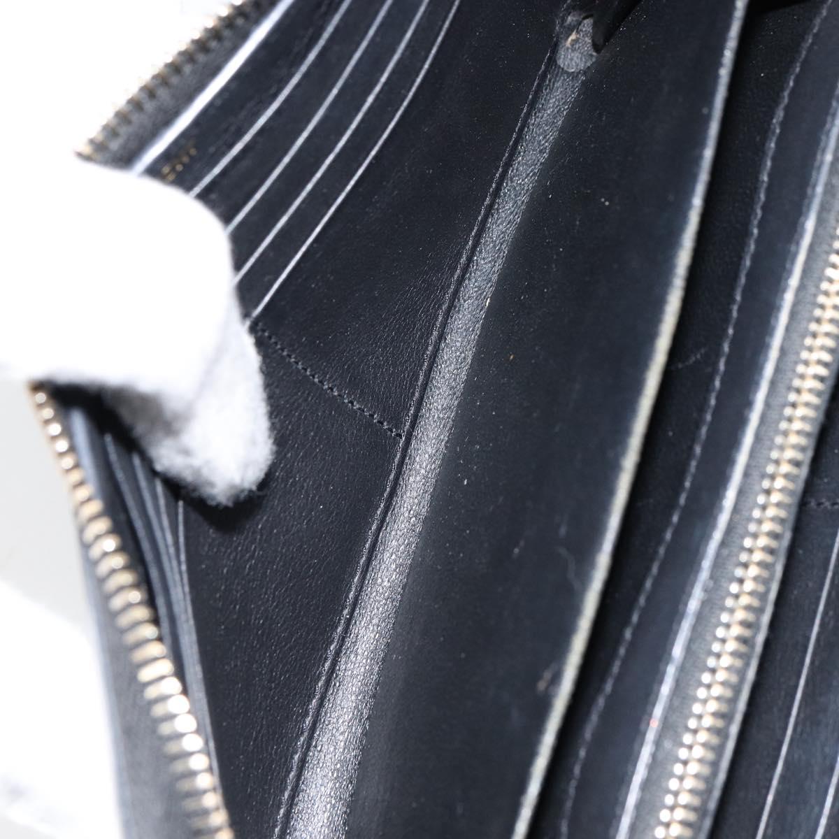 SAINT LAURENT Long Wallet Leather Black Gold Auth bs31468