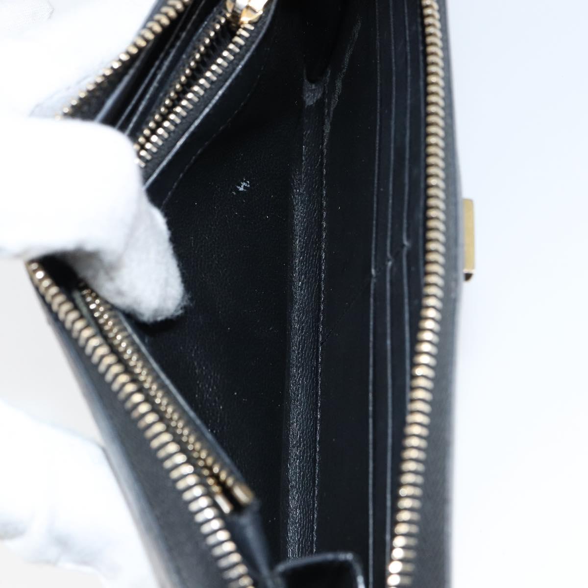 SAINT LAURENT Long Wallet Leather Black Gold Auth bs31468