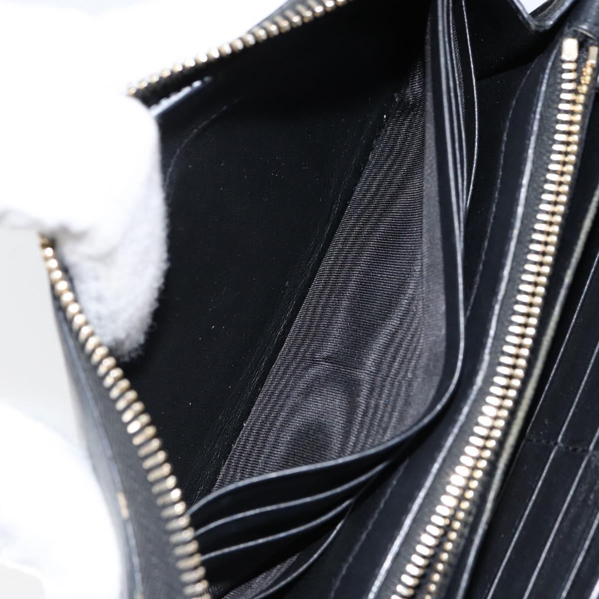 SAINT LAURENT Long Wallet Leather Black Gold Auth bs31468