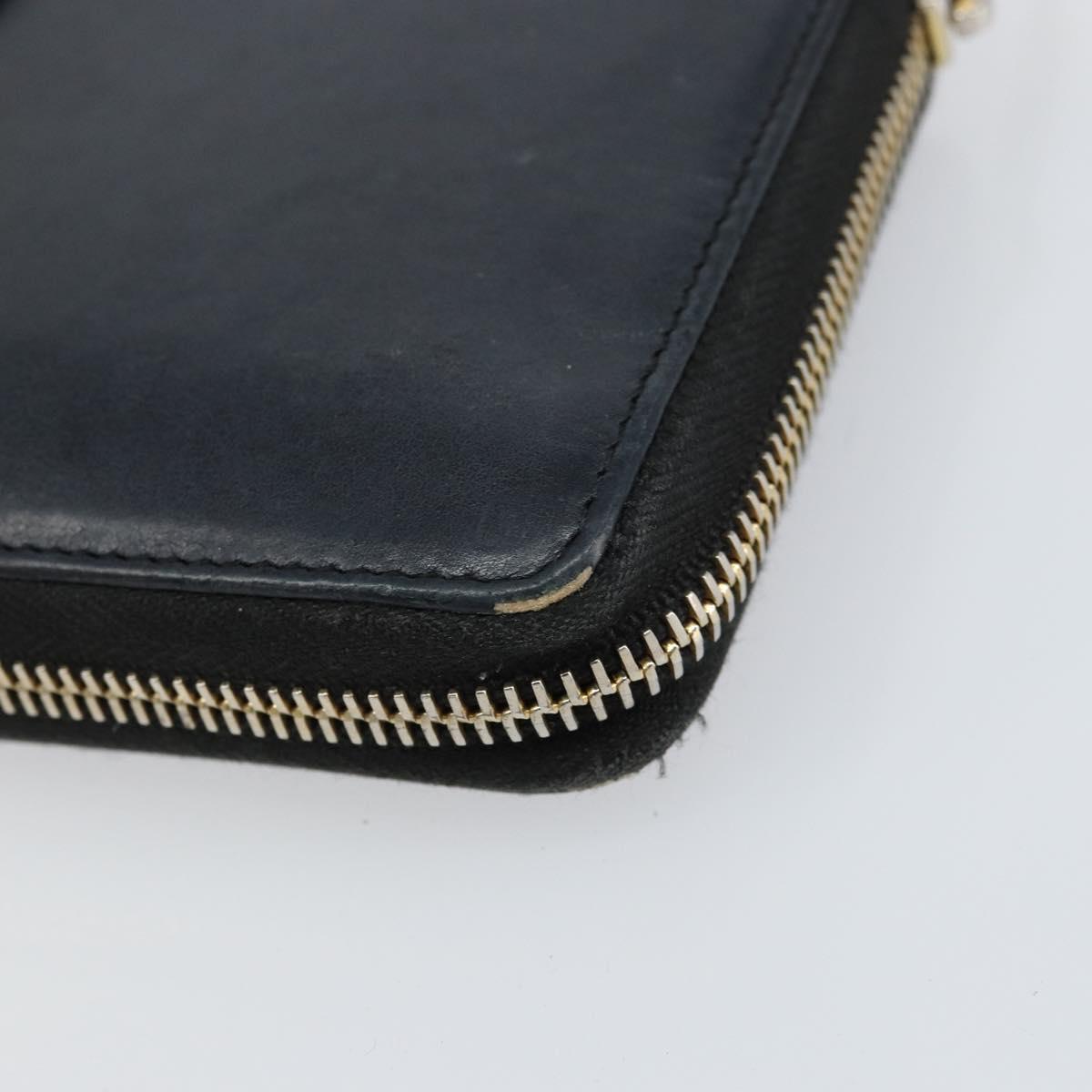 SAINT LAURENT Long Wallet Leather Black Gold Auth bs31468