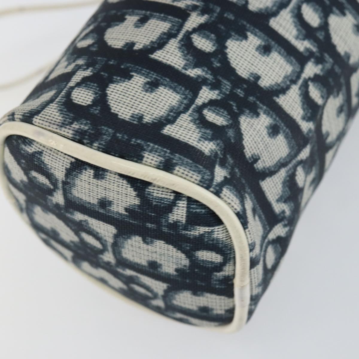 Christian Dior Trotter Canvas Pouch PVC Navy Silver Auth bs31469