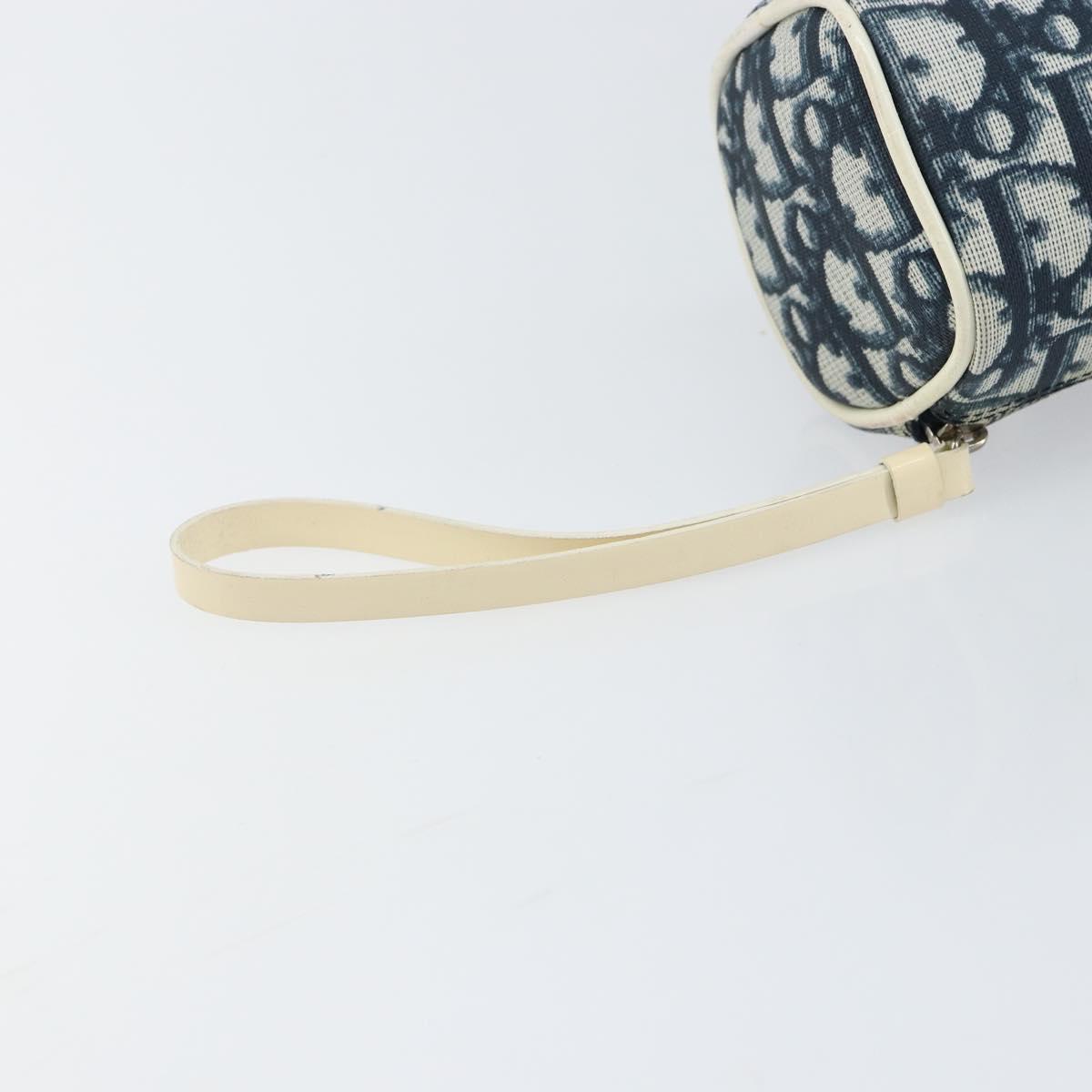 Christian Dior Trotter Canvas Pouch PVC Navy Silver Auth bs31469