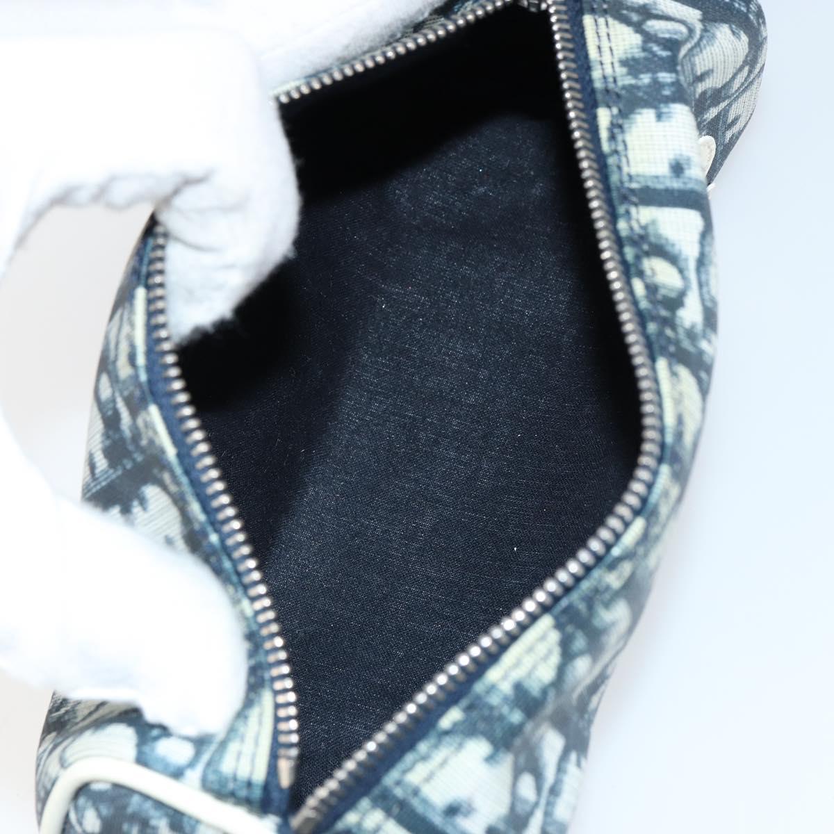 Christian Dior Trotter Canvas Pouch PVC Navy Silver Auth bs31469