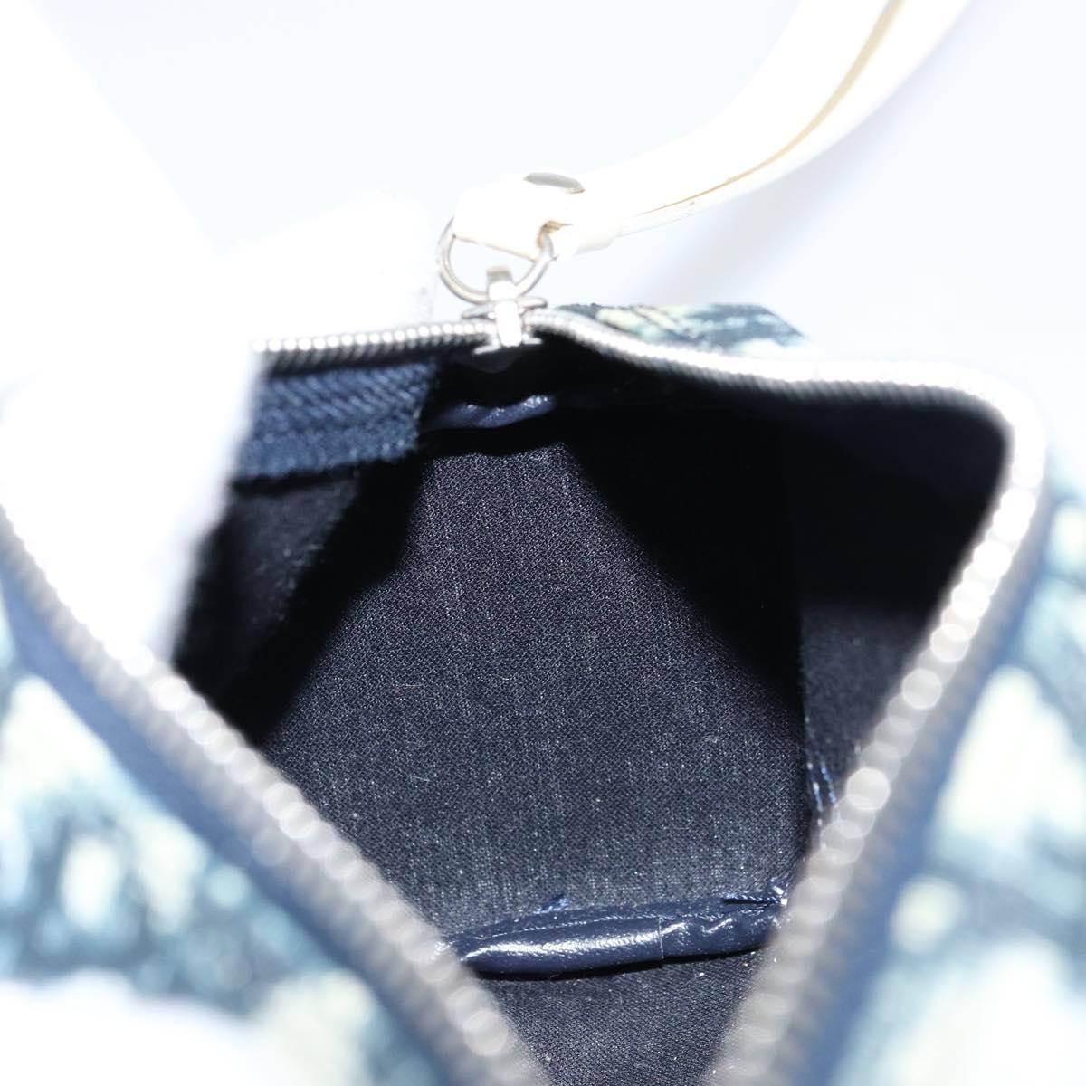 Christian Dior Trotter Canvas Pouch PVC Navy Silver Auth bs31469