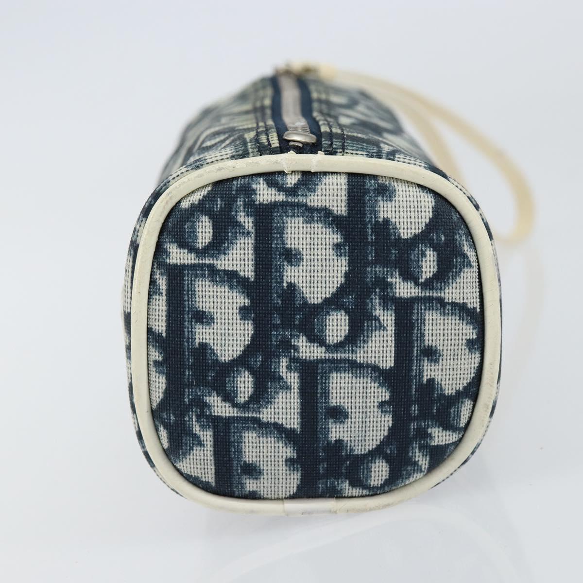 Christian Dior Trotter Canvas Pouch PVC Navy Silver Auth bs31469
