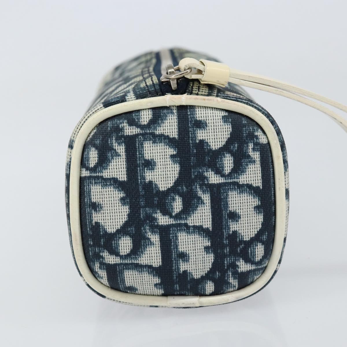 Christian Dior Trotter Canvas Pouch PVC Navy Silver Auth bs31469