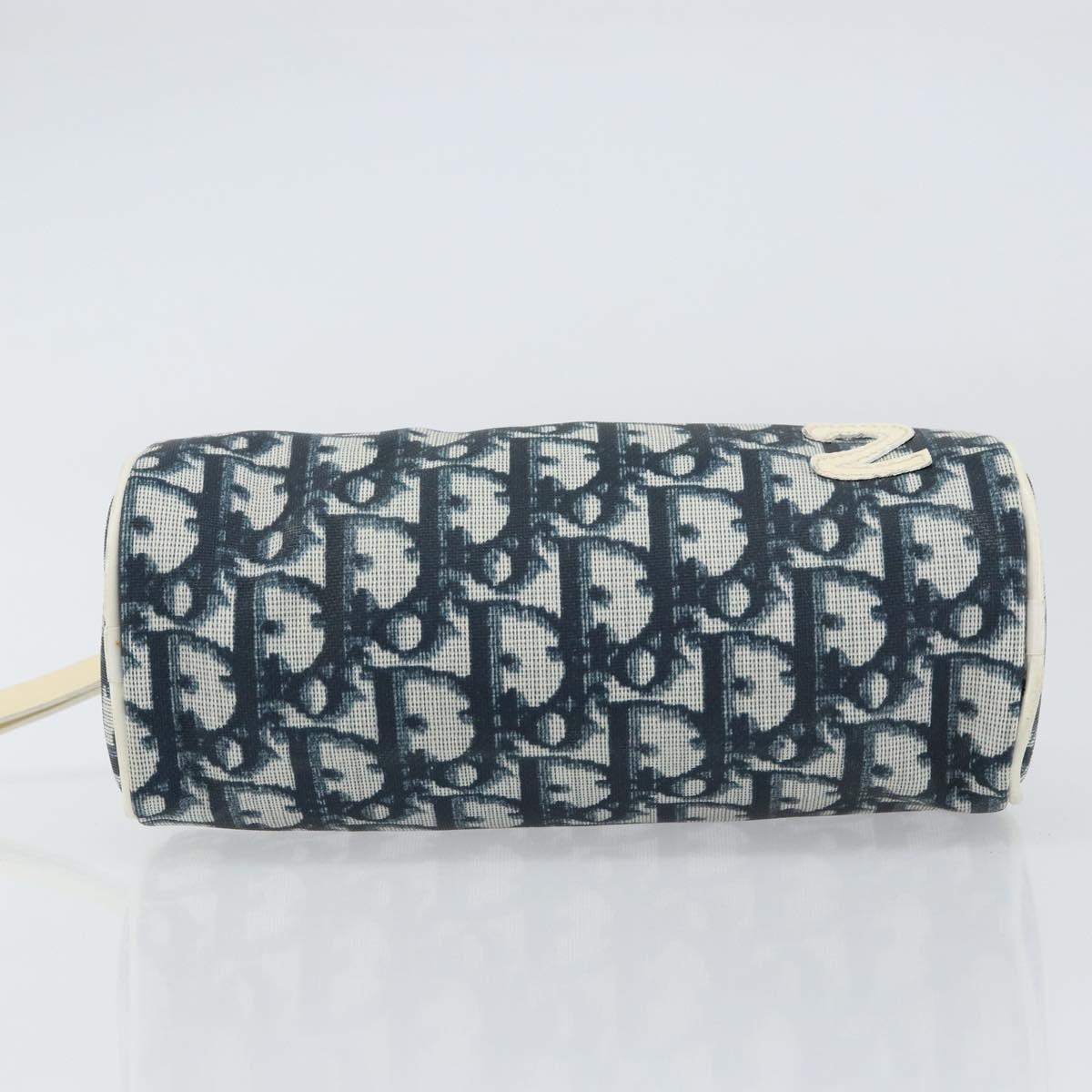 Christian Dior Trotter Canvas Pouch PVC Navy Silver Auth bs31469