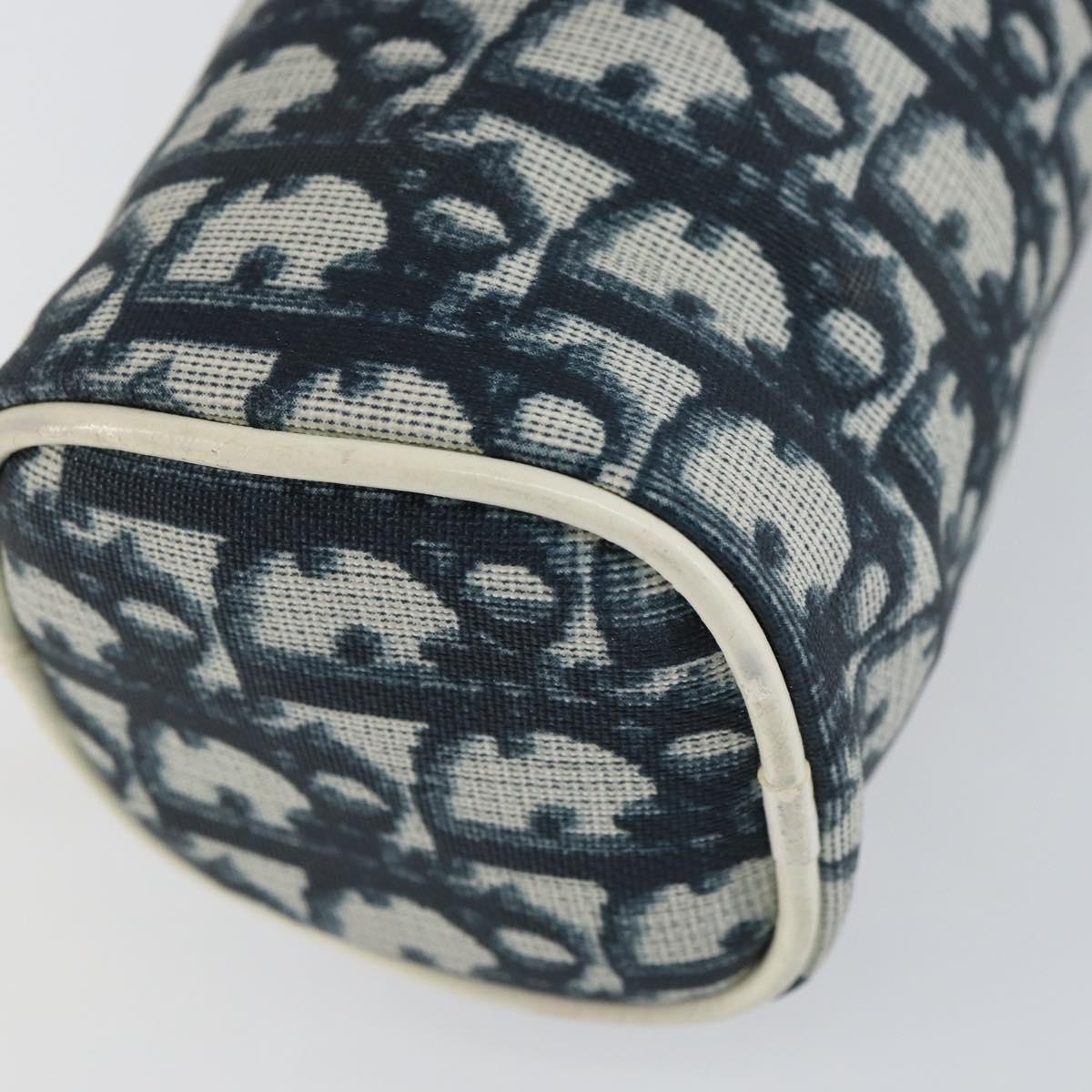 Christian Dior Trotter Canvas Pouch PVC Navy Silver Auth bs31469