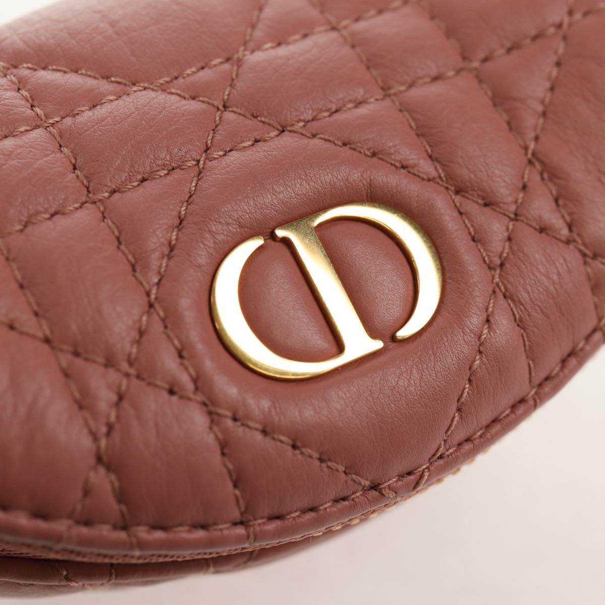 Christian Dior Canage Pouch Lamb Skin Pink Gold Auth bs31470SAV