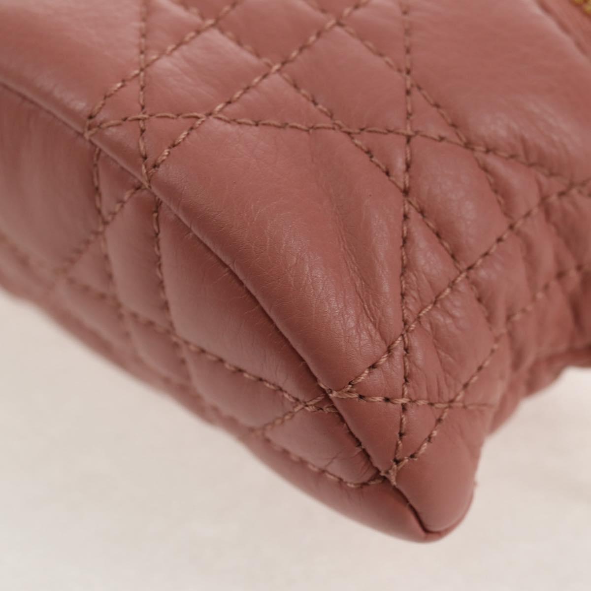 Christian Dior Canage Pouch Lamb Skin Pink Gold Auth bs31470SAV
