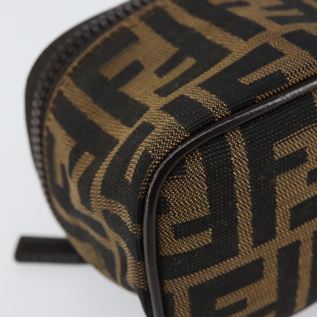 FENDI Zucca Canvas Pouch Pouch Black Brown Auth bs31471