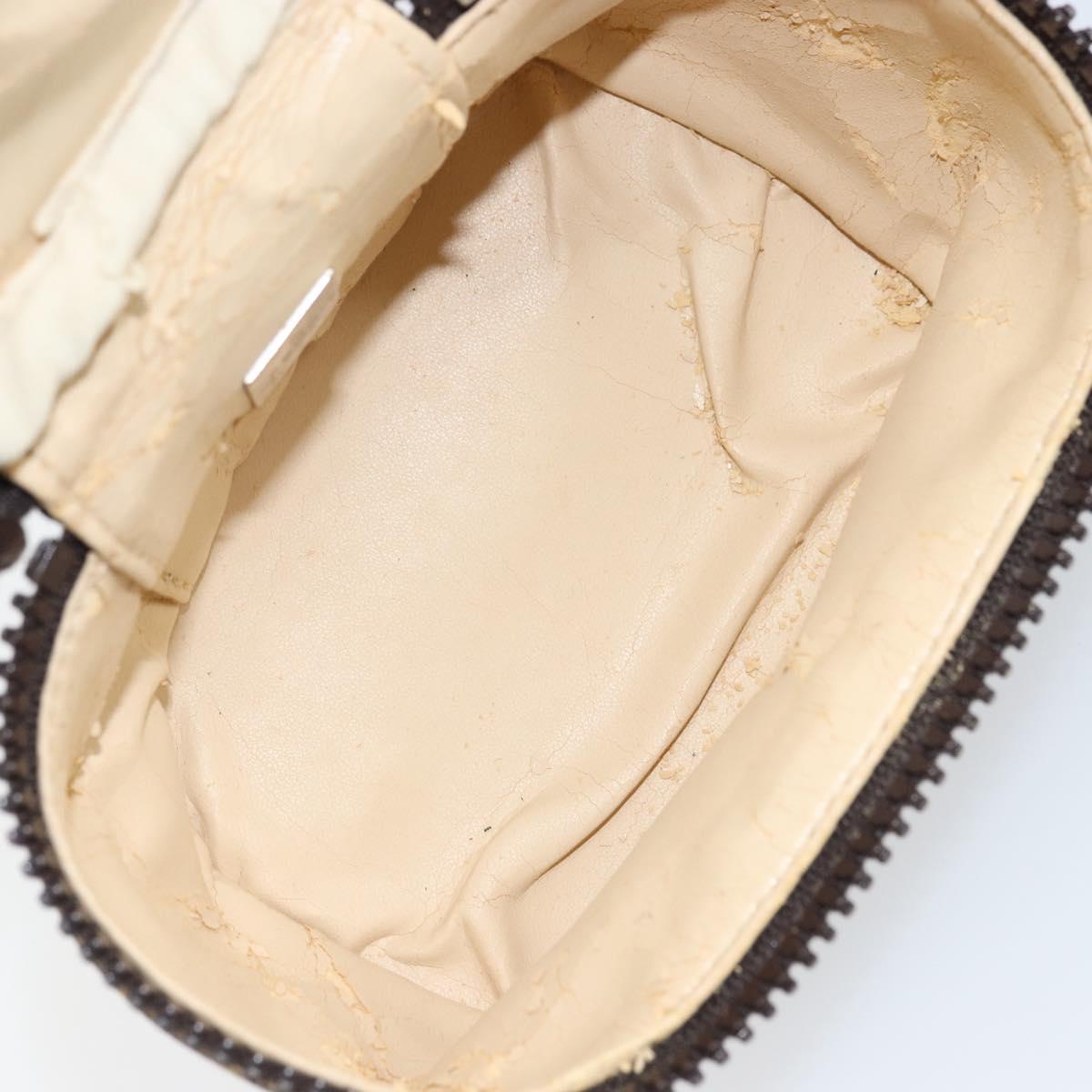 FENDI Zucca Canvas Pouch Pouch Black Brown Auth bs31471