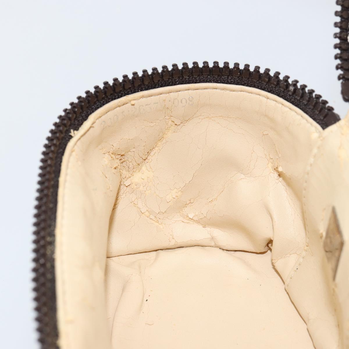 FENDI Zucca Canvas Pouch Pouch Black Brown Auth bs31471