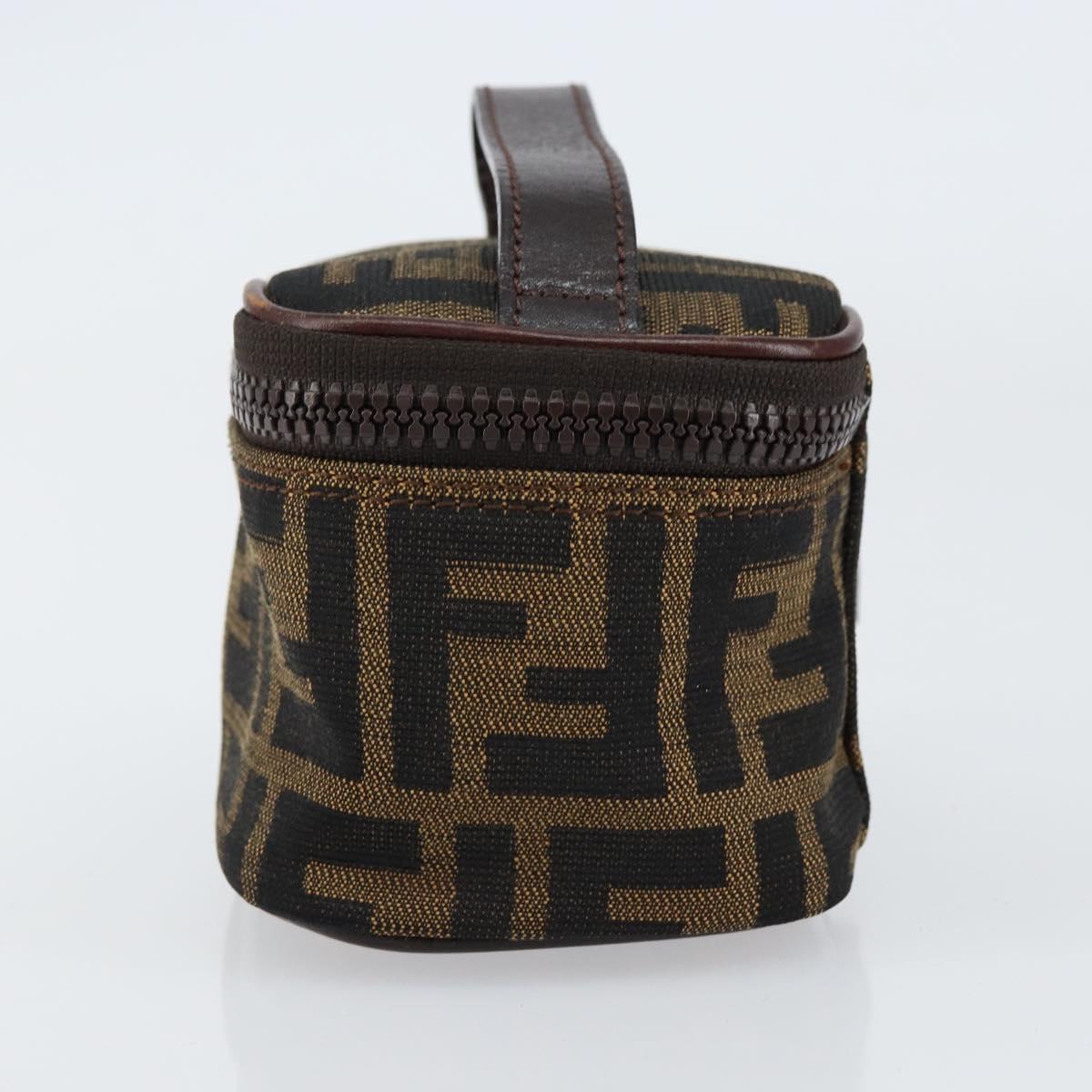FENDI Zucca Canvas Pouch Pouch Black Brown Auth bs31471