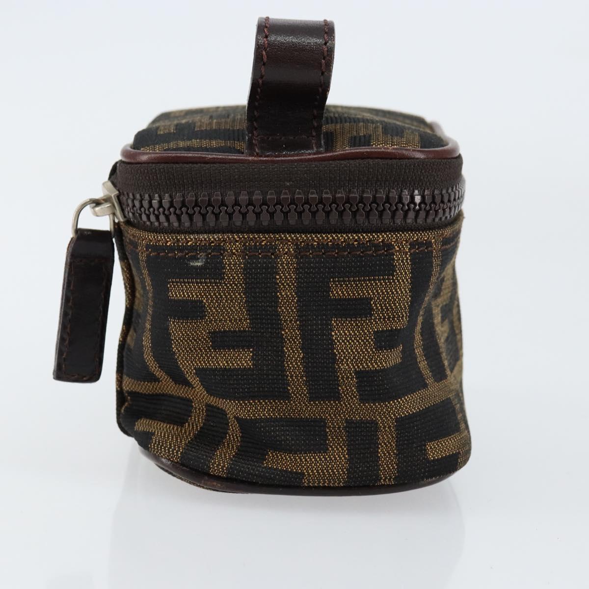 FENDI Zucca Canvas Pouch Pouch Black Brown Auth bs31471