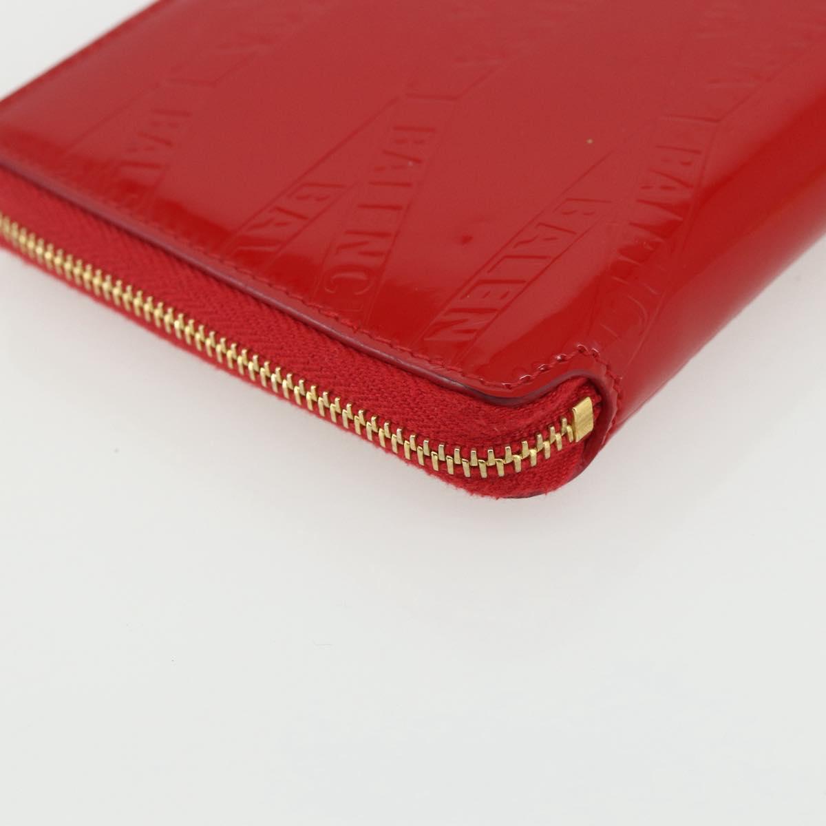 BALENCIAGA Long Wallet Enamel Red 553884 Auth bs31472