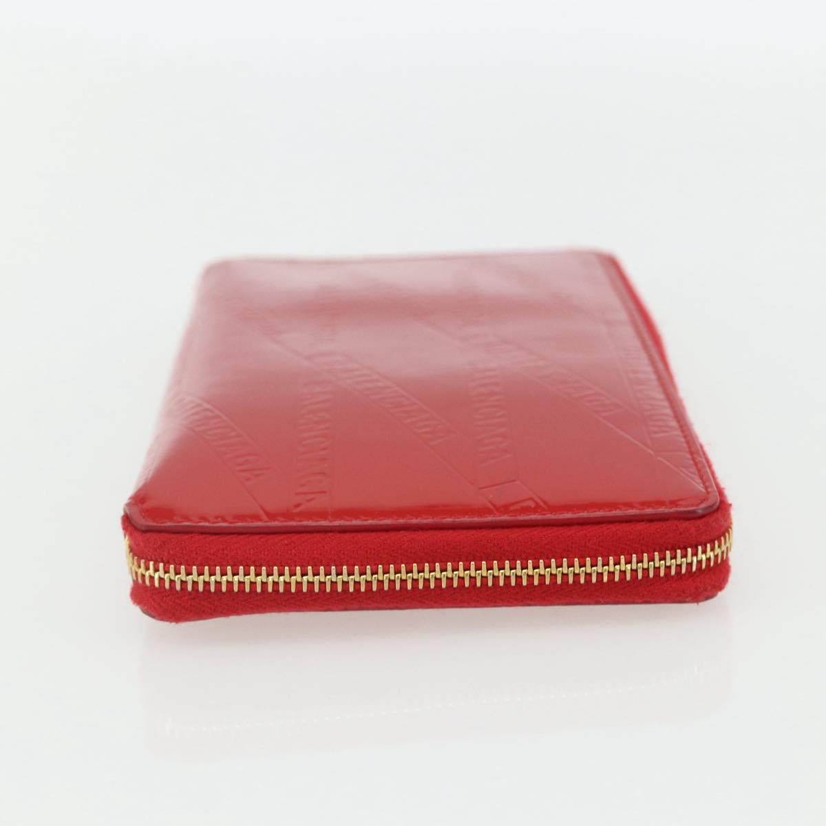 BALENCIAGA Long Wallet Enamel Red 553884 Auth bs31472