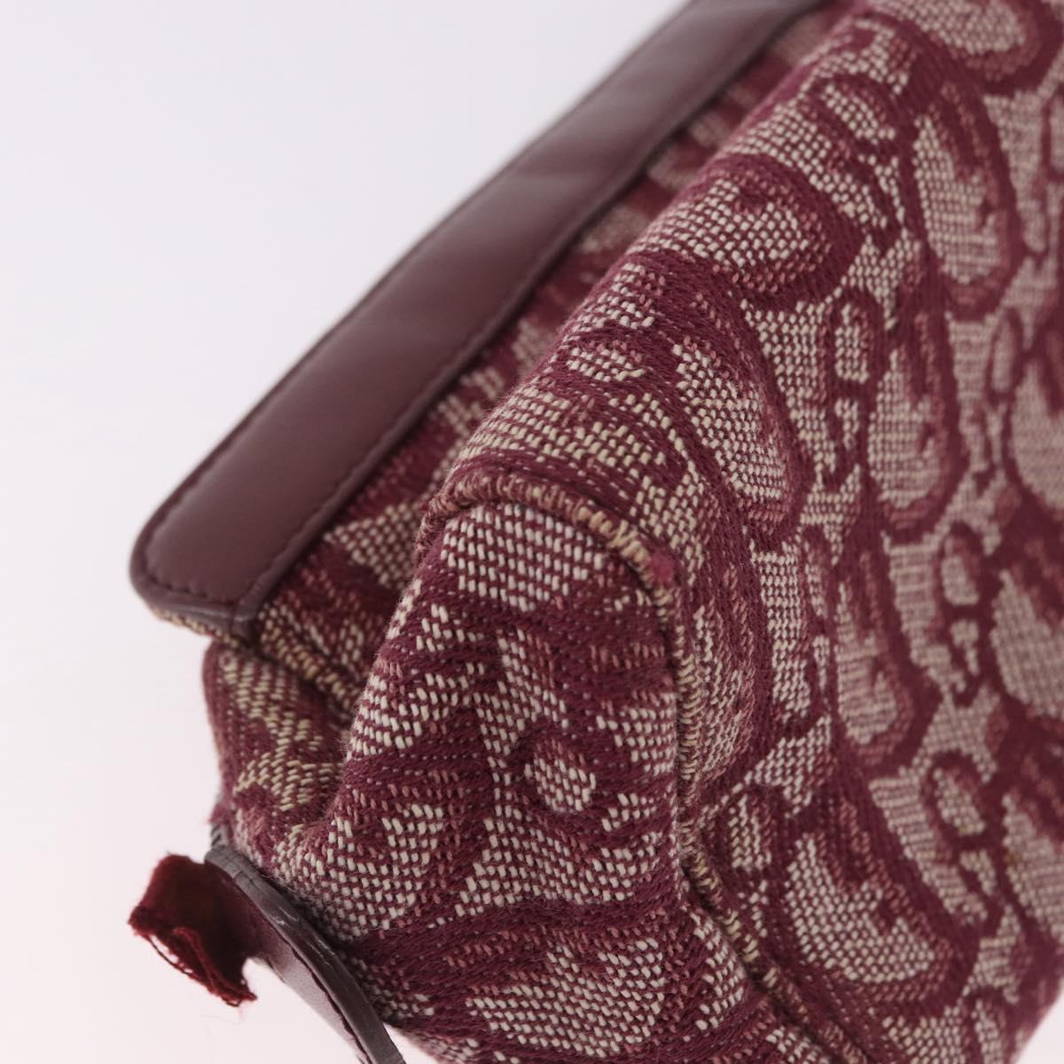 Christian Dior Trotter Canvas Pouch Red Silver Auth bs31473