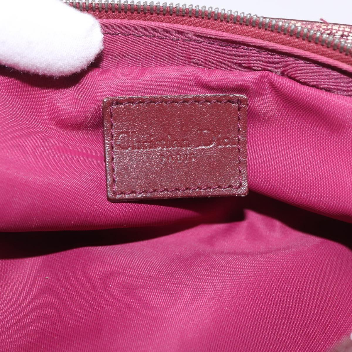 Christian Dior Trotter Canvas Pouch Red Silver Auth bs31473