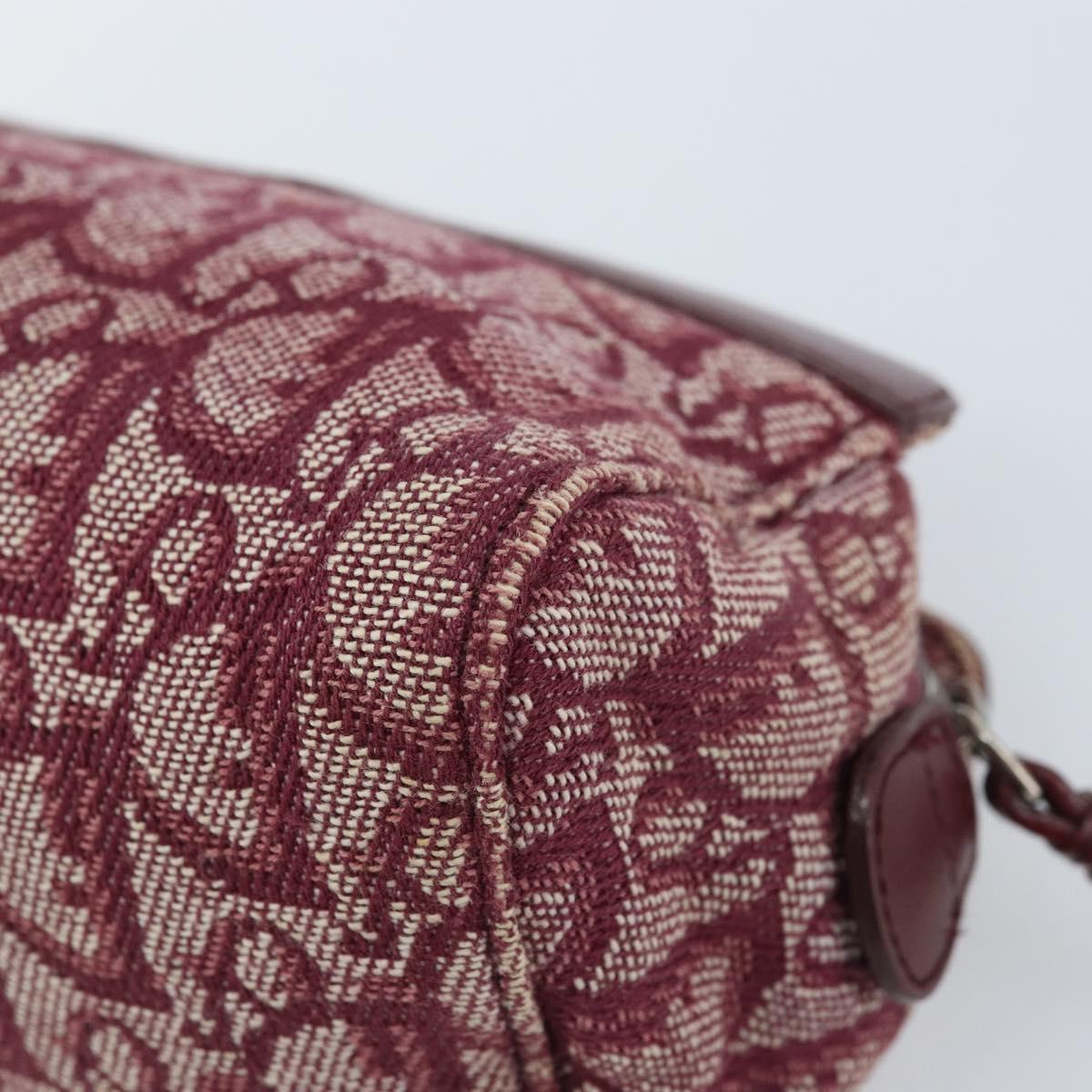 Christian Dior Trotter Canvas Pouch Red Silver Auth bs31473V