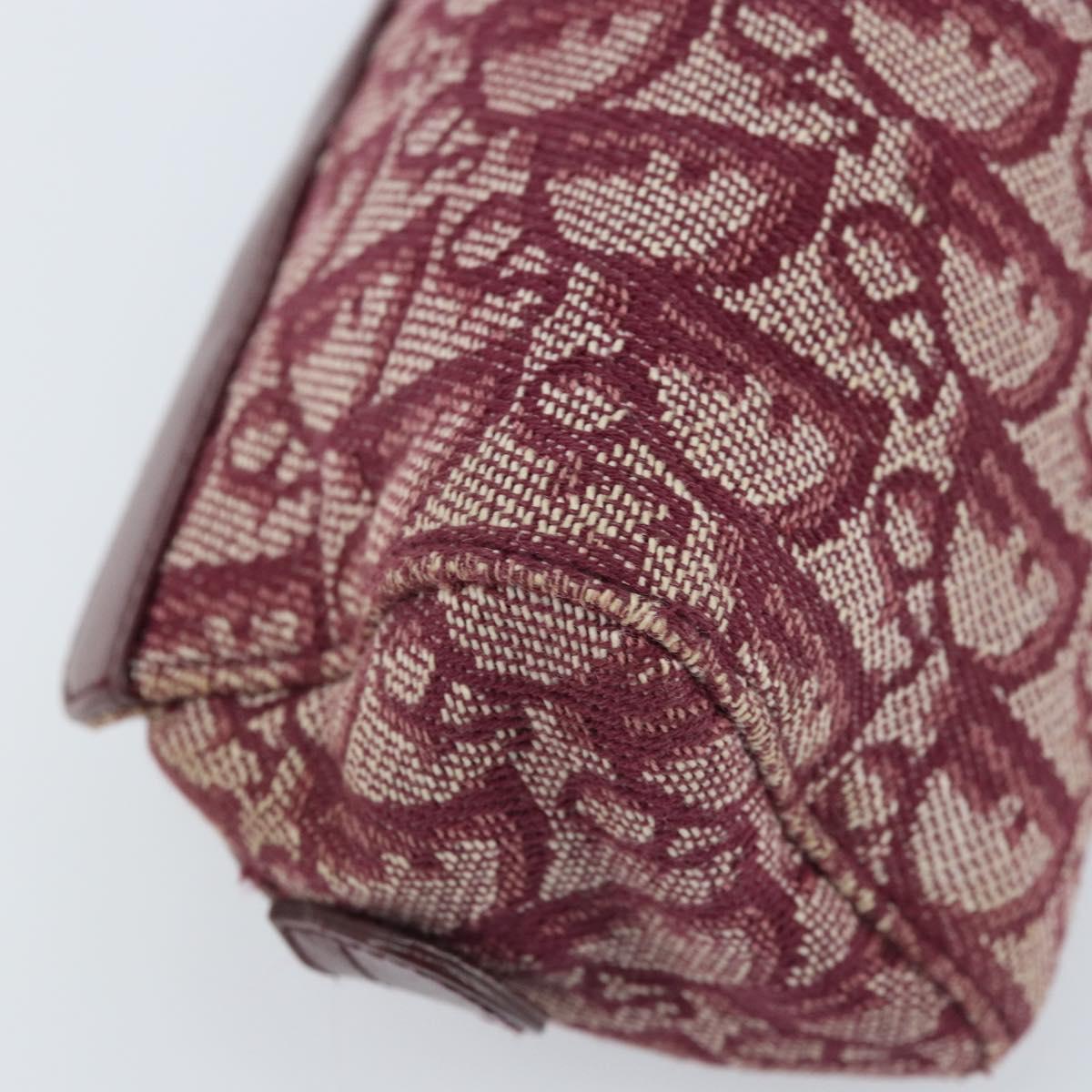 Christian Dior Trotter Canvas Pouch Red Silver Auth bs31473V