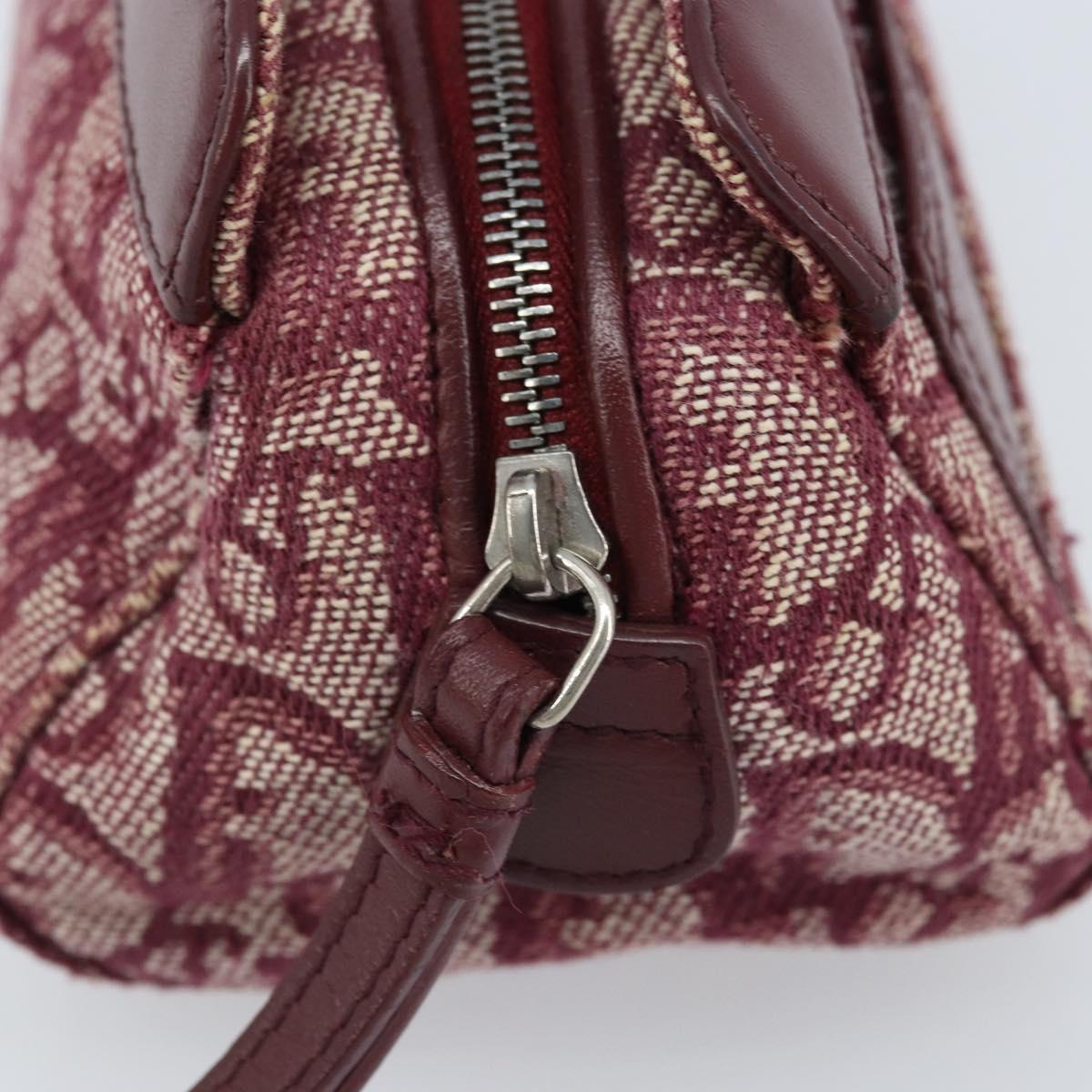 Christian Dior Trotter Canvas Pouch Red Silver Auth bs31473V