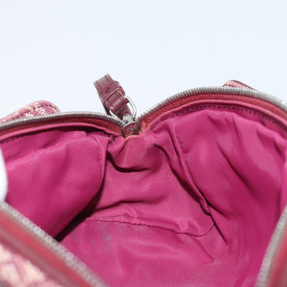 Christian Dior Trotter Canvas Pouch Red Silver Auth bs31473V