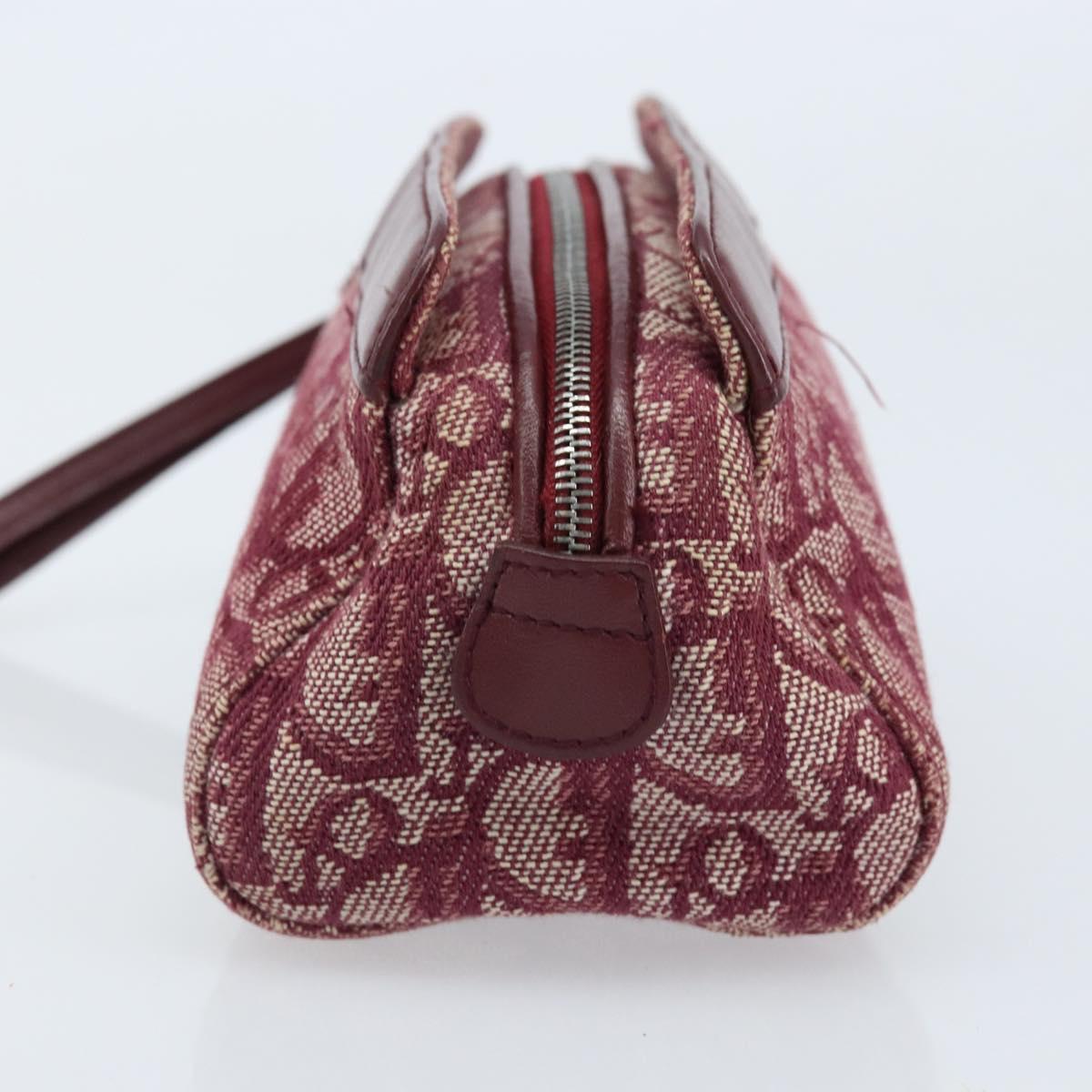 Christian Dior Trotter Canvas Pouch Red Silver Auth bs31473V