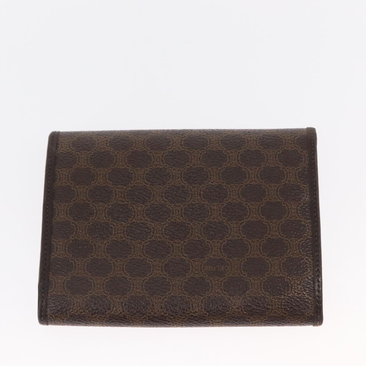 CELINE Macadam Canvas Wallet PVC Canvas 3 Set Brown Beige Auth bs31476