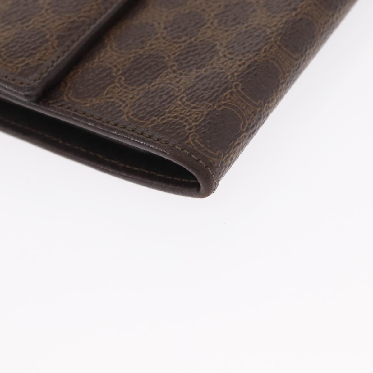 CELINE Macadam Canvas Wallet PVC Canvas 3 Set Brown Beige Auth bs31476