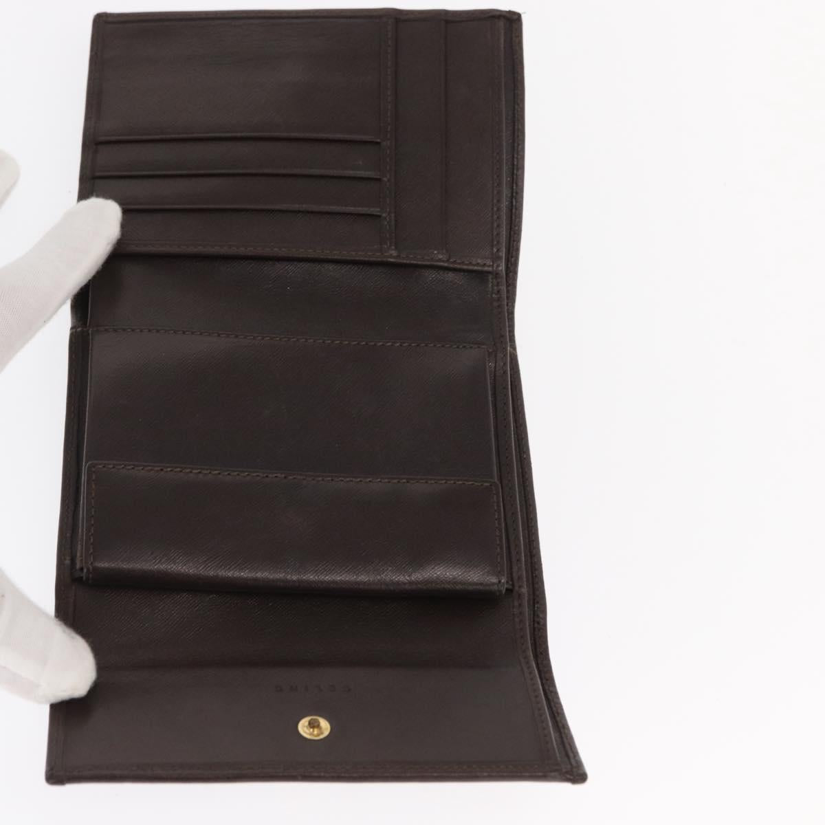 CELINE Macadam Canvas Wallet PVC Canvas 3 Set Brown Beige Auth bs31476