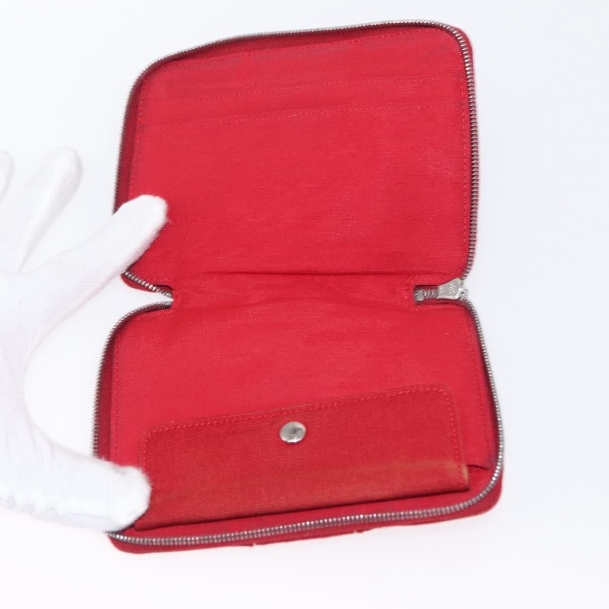 HERMES Wallet Canvas Leather 3 Set Brown Orange gray Auth bs31477