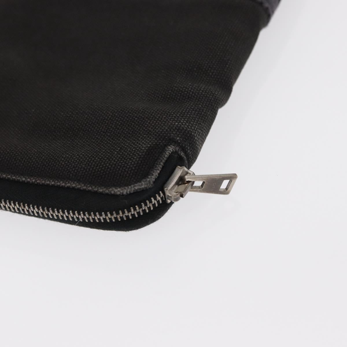 HERMES Wallet Canvas Leather 3 Set Brown Orange gray Auth bs31477